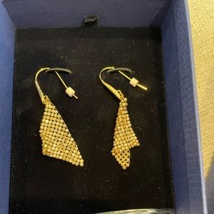 Swarovski metallic gold tone crystal mesh earrings